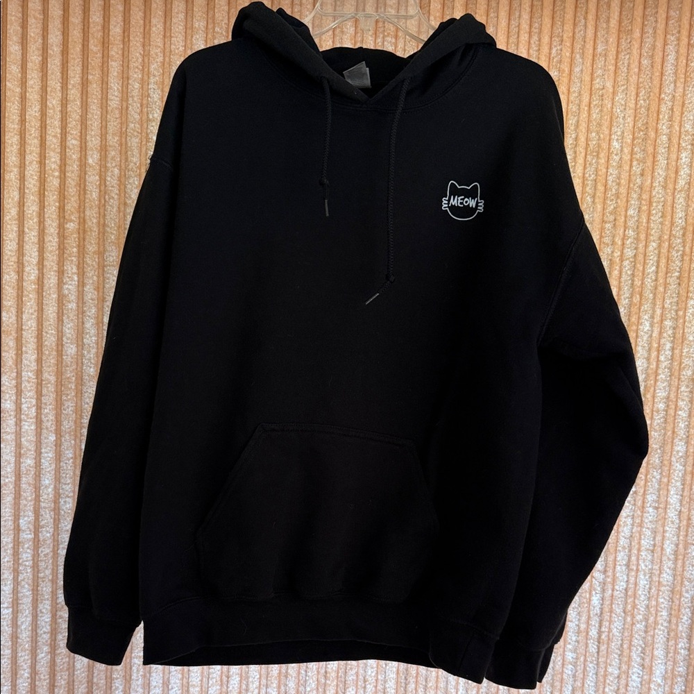 Gildan Black Hoodie with Cat Meow logo - Picture 2 of 6